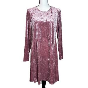 Cousin Carl Dress Medium Pink Velvet Lagenlook Boho Fairy‎ Whimsy Artsy USA Made